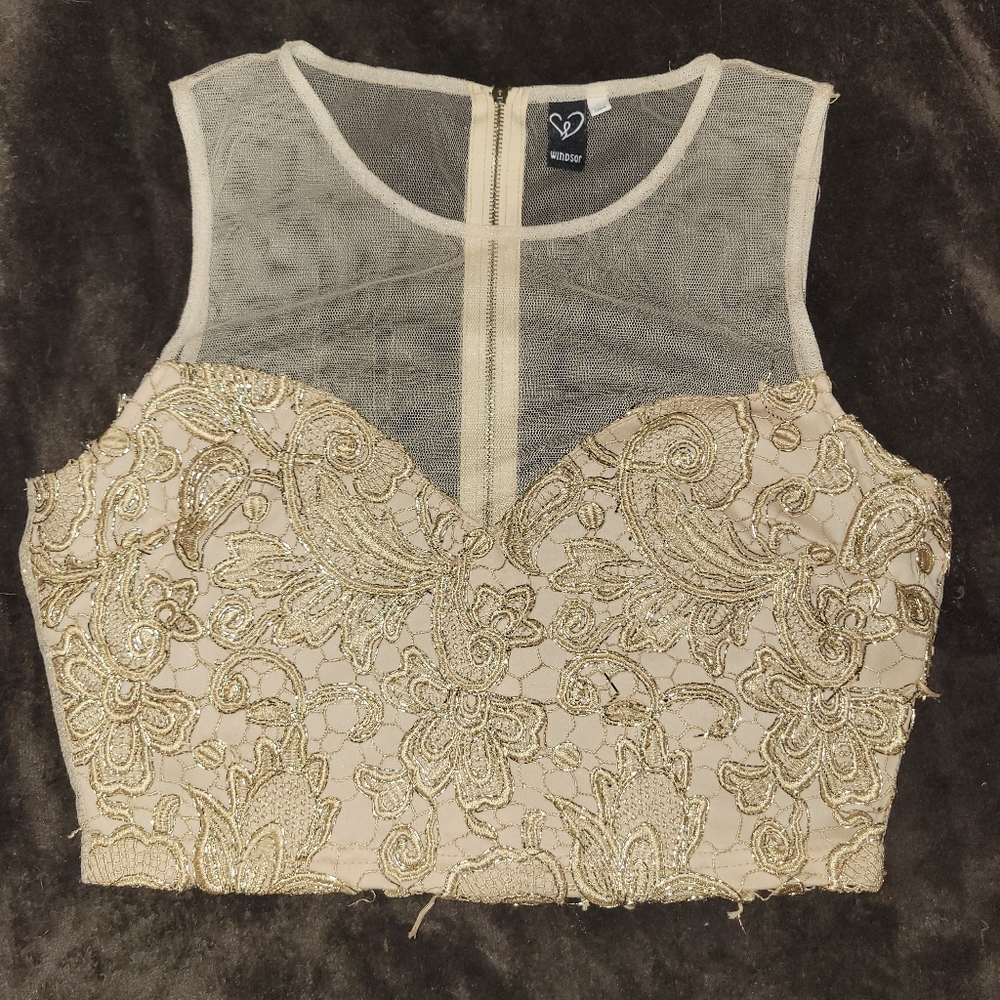 Gold Lace Crop Top